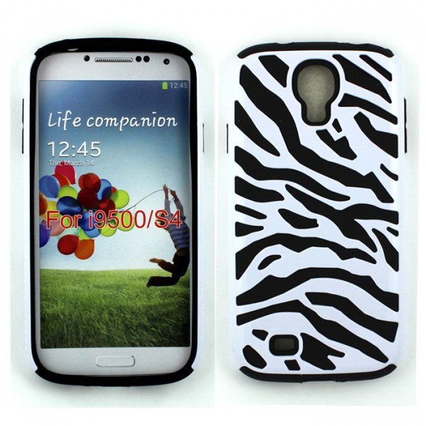 Wholesale Samsung Galaxy S4 Zebra Hybrid Case (White - Black)